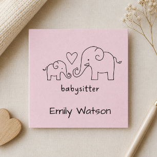 Simple Mama Baby Olifant Hart Babysitter Vierkante Visitekaartje