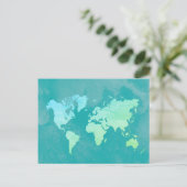 Simple Map in Blue Ocean Waterverf Briefkaart (Staand voorkant)
