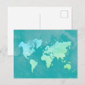 Simple Map in Blue Ocean Waterverf Briefkaart (Voorkant / Achterkant)