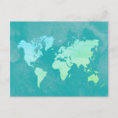 Simple Map in Blue Ocean Waterverf Briefkaart (Voorkant)