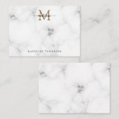 Simple Marble Gold Girly Script Monogram Notitiekaartje (Voorkant / Achterkant)