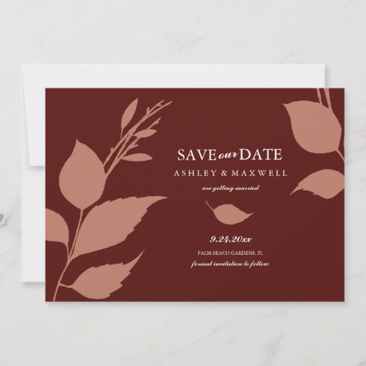 Simple Maroon en Terracotta Photo Save The Date (Voorkant)