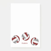 Simple Maroon Grijze Volleyballen Een Speler Naam Post-it® Notes (Voorkant)