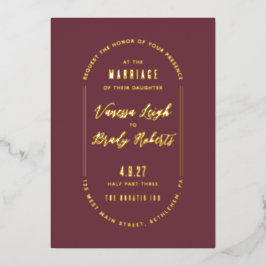 Simple Maroon Minimalist Wedding Invitation Folie Uitnodiging