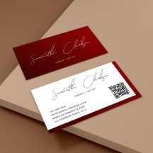 Simple Maroon Wit Handgeschreven Script QR code