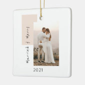 Simple Married en Merry Photo Pas getrouwd Keramisch Ornament (Links)