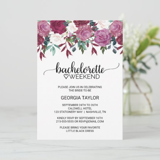 Simple Marsala en Burgundy Bachelorette Weekend Kaart (Staand voorkant)