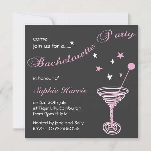 Simple Martini Swirl Bachelorette Party Kaart (Voorkant)