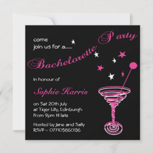 Simple Martini Swirl Bachelorette Party Kaart