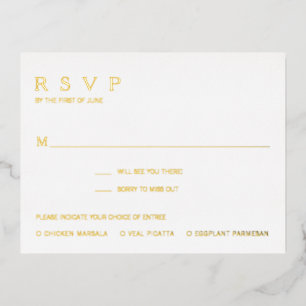 Simple Meal Modern Gold Foil Wedding RSVP-kaart Folie Uitnodiging Briefkaart