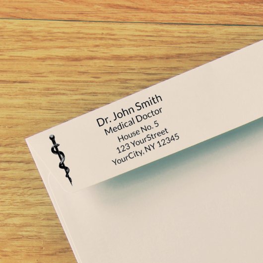 Simple Medical Asclepius Caduceus Black White Zelfinktende Stempel