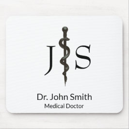 Simple Medical Asclepius Professional Black White Muismat