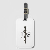 Simple Medical Professional Asclepius Black White Bagagelabel (Voorkant (verticaal))