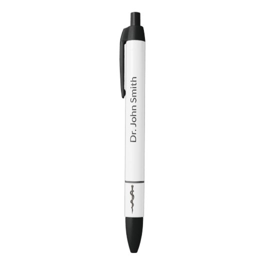 Simple Medical Professional Asclepius Black White Zwarte Inkt Pen (Top (Verticaal))