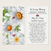 Simple Memorial Floral Daisy Funeral Prayer Kaart (Voorkant /achterkant)