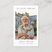 Simple Memorial Funeral Prayer Photo Sympathy Card Visitekaartje (Voorkant)