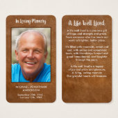 Simple Memorial Photo Leather Funeral Prayer Kaart (Voorkant /achterkant)