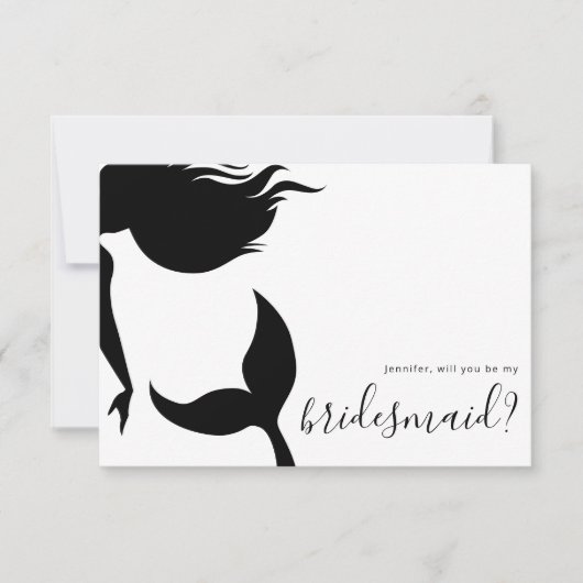 Simple Mermaid Silhouette Bridesmaid Kaart (Voorkant)