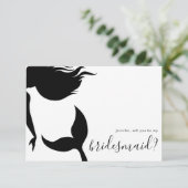 Simple Mermaid Silhouette Bridesmaid Kaart (Staand voorkant)