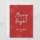 Simple Merry & Bright Script Snowflakes Christmas Feestdagenkaart (Voorkant)