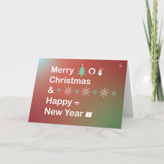Simple Merry Christmas and Happy New Year Card Bedankkaart (Voorkant)