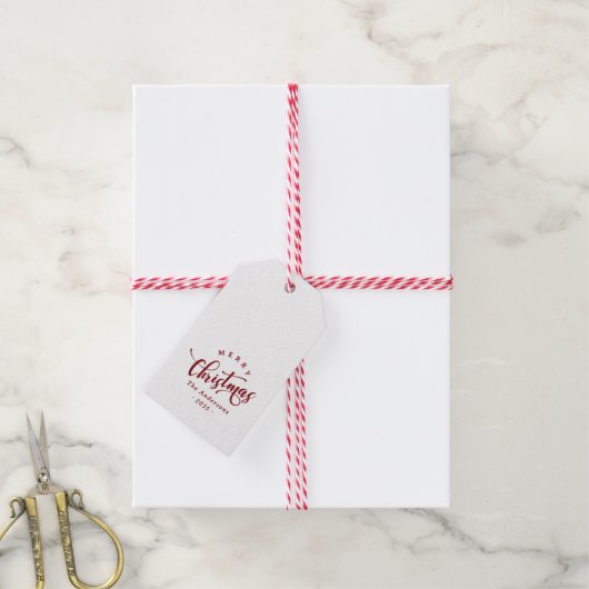 Simple Merry Christmas Calligraphy Script Cadeaulabel (Met Touw)