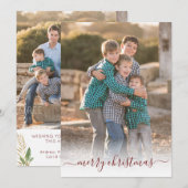 Simple Merry Christmas Elegant Red Script Photo Feestdagenkaart (Voorkant / Achterkant)