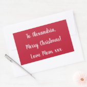Simple Merry Christmas from Mom Red and White Rechthoekige Sticker (Envelop)
