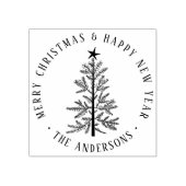 Simple Merry Christmas & Happy New Year Round  Rubberstempel (Afrduk)