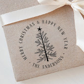 Simple Merry Christmas & Happy New Year Round  Rubberstempel