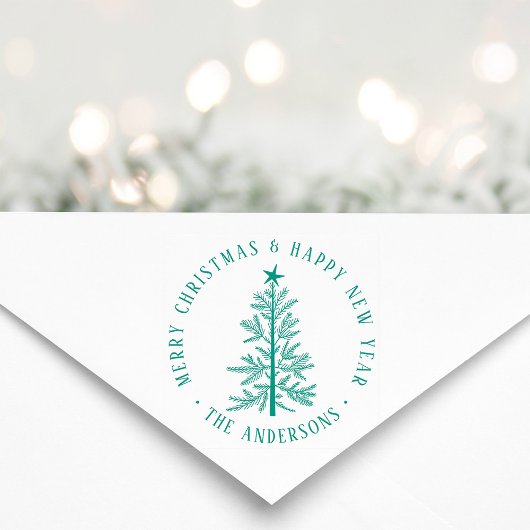 Simple Merry Christmas & Happy New Year Round  Rubberstempel