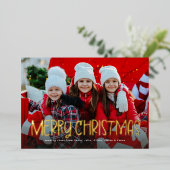 Simple Merry Christmas leuke leuke foto Folie Feestdagenkaart (Staand Voorkant)