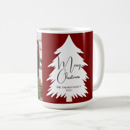 Simple Merry Christmas Pine Tree family photo Koffiemok