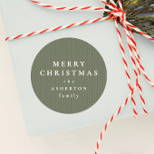 Simple Merry Christmas sage green knit pattern Ronde Sticker