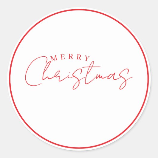 Simple Merry Christmas Typography Design Ronde Sticker (Voorkant)