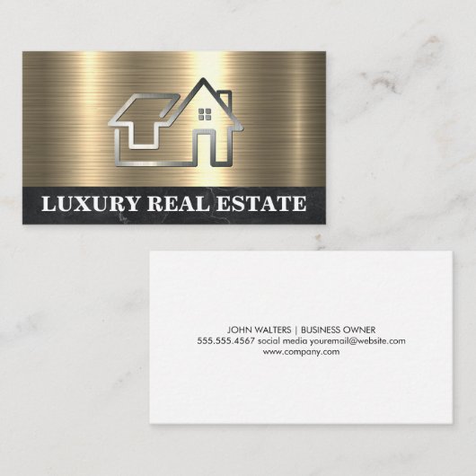 Simple Metal Home Logo | goudmarmer Visitekaartje (Voorkant / Achterkant)