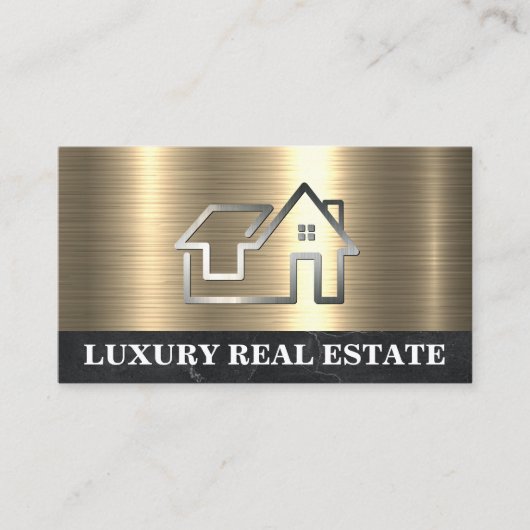 Simple Metal Home Logo | goudmarmer Visitekaartje (Voorkant)