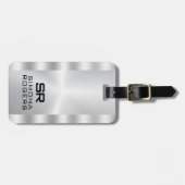 Simple, Metallic Silver Personalized Gry Text Bagagelabel (Voorkant horizontaal)