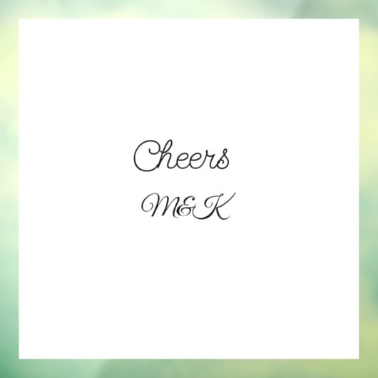 Simple minimal add name cheers couple name custom raamsticker (Vel 3)