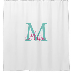 simple minimal add name monogram green pink blue t douchegordijn