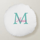 simple minimal add name monogram green pink blue t rond kussen (Achterkant)