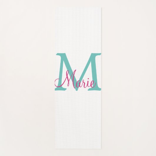simple minimal add name monogram green pink blue t yogamat (Voorkant)