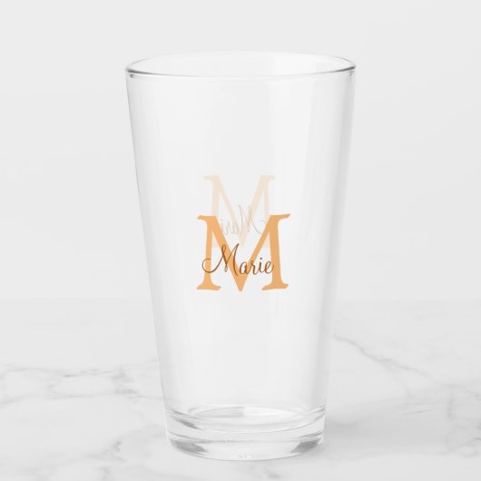 simple minimal add name monogram orange brown  thr glas (Voorkant)