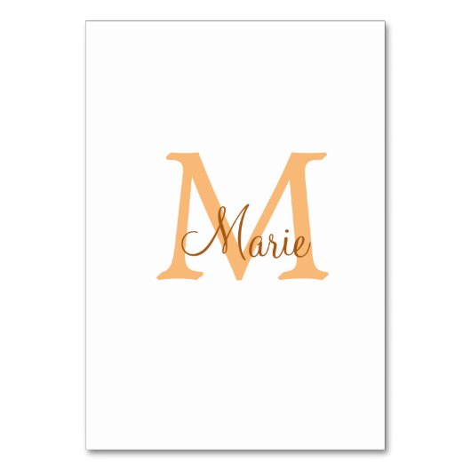 simple minimal add name monogram orange brown  thr kaart (Achterkant)