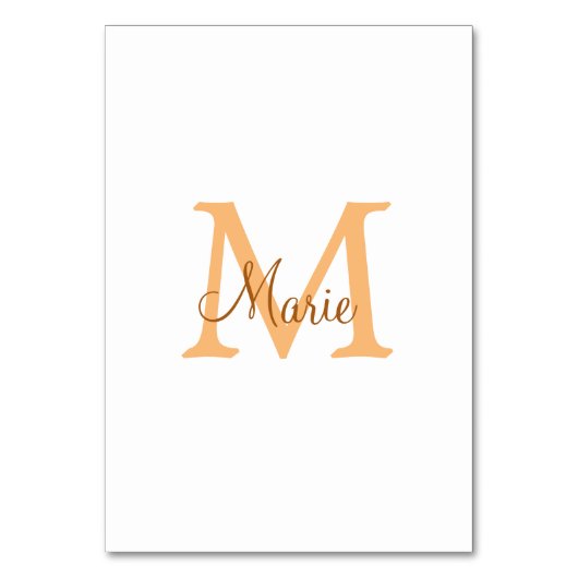 simple minimal add name monogram orange brown  thr kaart (Voorkant)