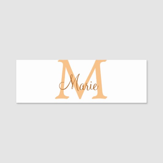 simple minimal add name monogram orange brown  thr naamplaatje (Voorkant)