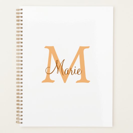 simple minimal add name monogram orange brown thr planner (Voorkant)