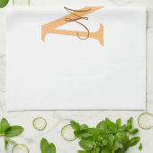 simple minimal add name monogram orange brown thr theedoek (Gevouwen)