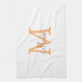 simple minimal add name monogram orange brown thr theedoek (Verticaal)