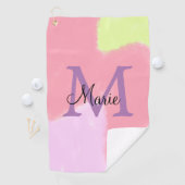 simple minimal add name monogram pink red throw pi golfhanddoek (Insitu)